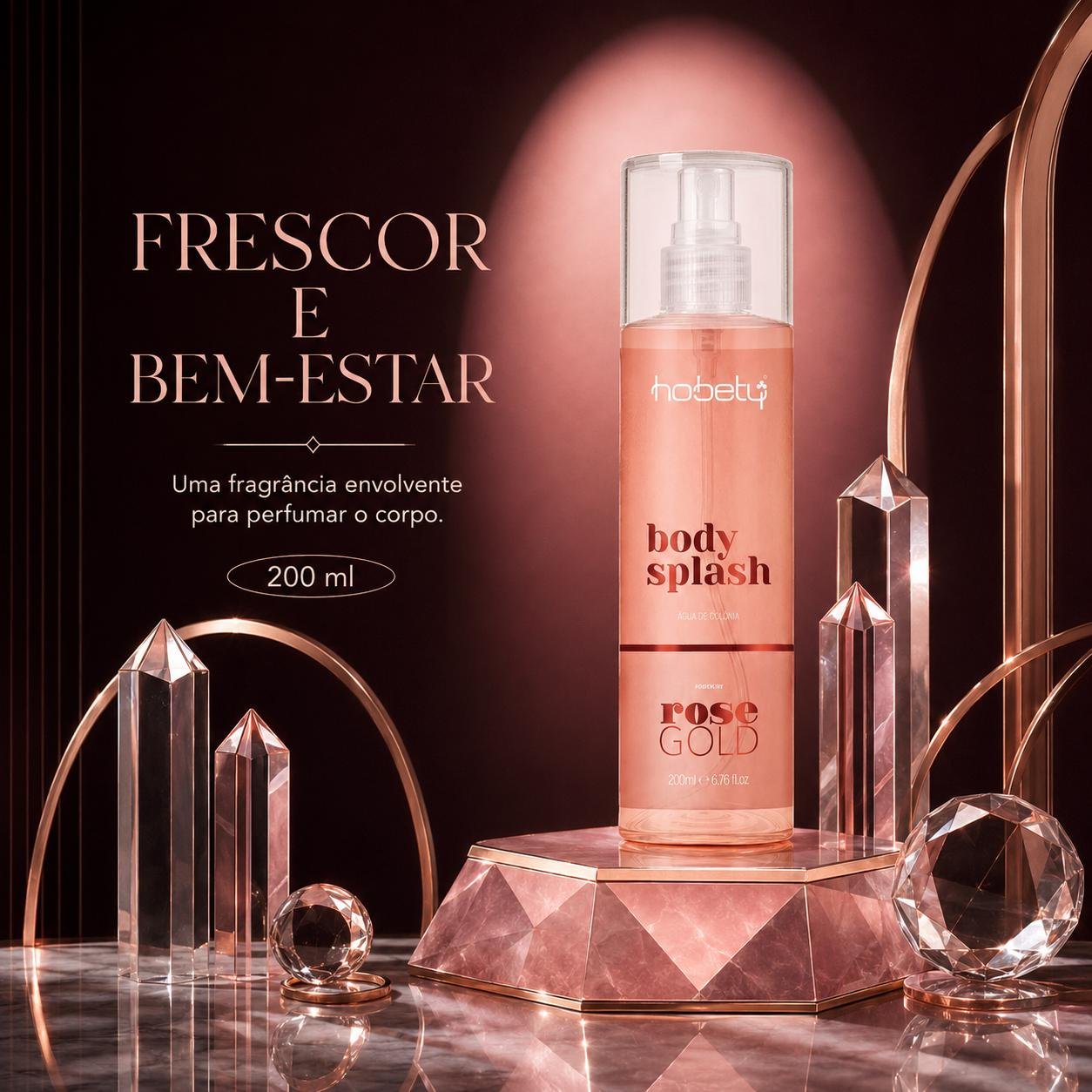 Rose Gold, body splash da linha Hobety Profissional